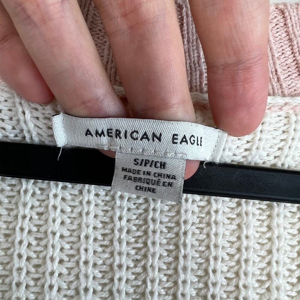 American Eagle Oversized Slouchy V Neck Pullover Striped Knit Sweater Size Small - Picture 4 of 6